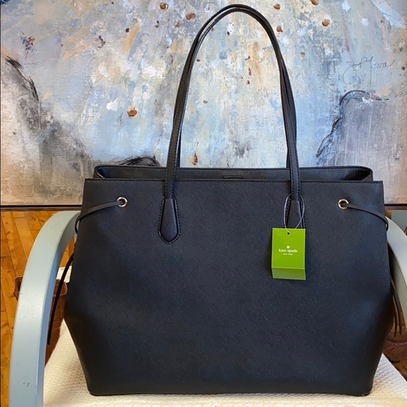 *SOLD*Kate Spade Ari Laurel Way Black Leather Tote - Picture 2 of 12